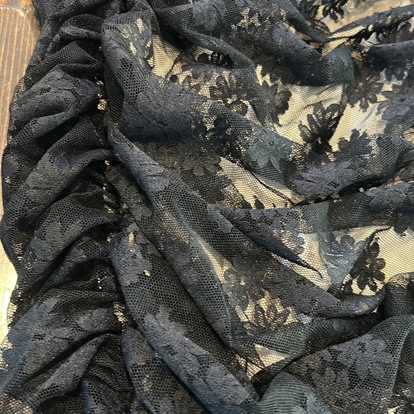 Lulus Made of Allure Black Floral Mesh Lace Ruched Bodycon Midi Dress Size Small - Picture 7 of 12